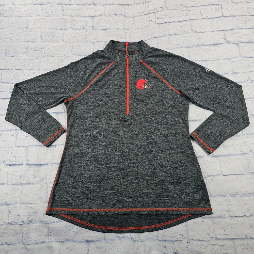 Cleveland Browns Majestic Pullover WOMENS XXL Gray 1/4 Zip CoolBase NFL Heather